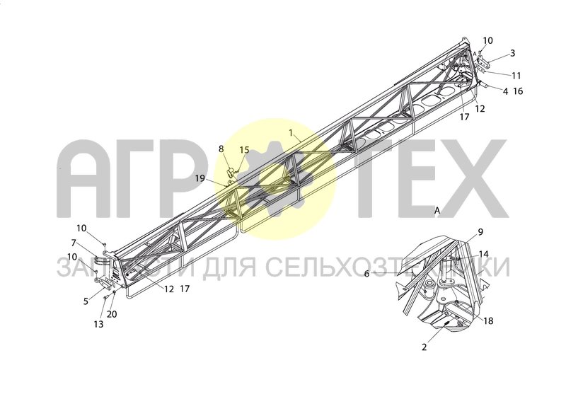 Секция-конвертер правая (для штанги 120 футов) (88667966F) (№10 на схеме)